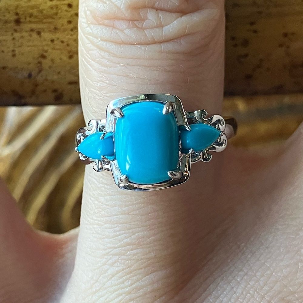 Sleeping Beauty Turquoise Sterling Silver Ring Size 5.75